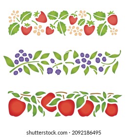 Strawberry  fruit illustration  stencil 
 pattern