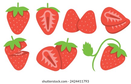 Strawberry Fruit Illustration Vector EPS Bundle