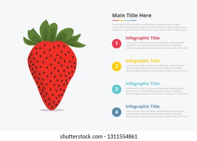 Infografías de fruta de fresa con algún punto Título Descripción para Plantilla de información - Ilustración vectorial