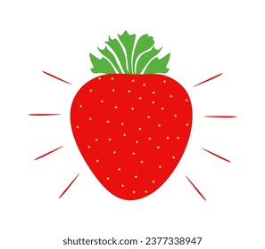 Strawberry fruit isolated on white background. Flat illustration of colorful garden strawberries. Beautiful red strawberry in cartoon children's style. Vector illustration