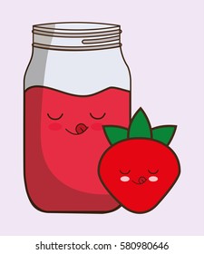strawberry fruit juice kawaii food icon image vector illustration design 