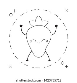 strawberry fruit kawaii in frame circular