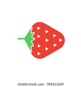 Strawberry. Fruit logo. Button Play for the player with adult content. Sex symbol in a flat style. Vector illustration