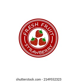 strawberry fruit logo template illustration. suitable for product label
