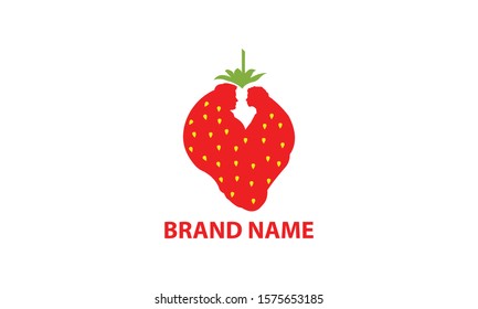 strawberry fruit logo template is Red