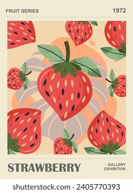 Strawberry Fruit Market retro poster vector art.