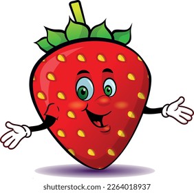 strawberry fruit mascot character vector illustration male nice smiling cartoon.eps