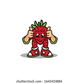 strawberry fruit mascot design vector template