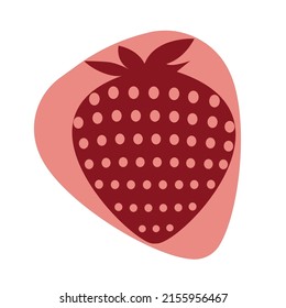 Frutos de fresa en fondo rosado, jarabe de jugo fluido y espacio de copia para texto. ilustración vectorial. Colecciones de frutales de fresa conjunto vector. Logo de Strawberry