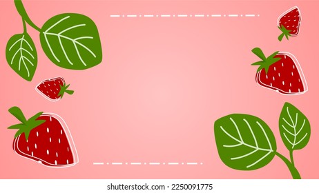 Strawberry fruit on Pink background, suitable for food-drink banner, poster, packaging design, background, or wallpaper. Copy space on center for text.