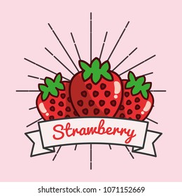 strawberry fruit organic vitamins emblem 