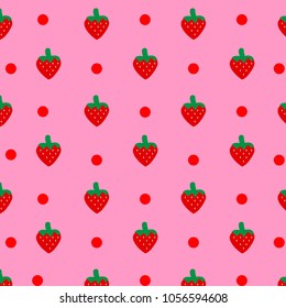 Strawberry Fruit Pattern Background. Hand Drawn Vector Illustration.