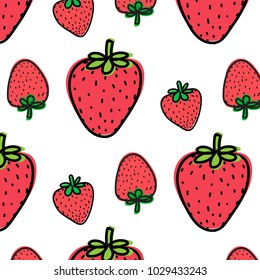 Strawberry Fruit Pattern Background. Vector Illustration.