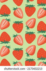 strawberry fruit pattern background vector illustration