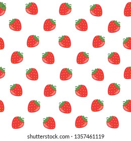 strawberry fruit pattern with seamless background -vector. eps10