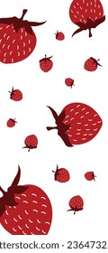 strawberry fruit pattren on white background, illustration, vektor