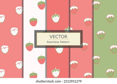Strawberry fruit pink pastel vintage vector pattern seamless repeat background design
