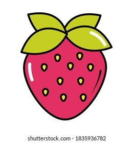 arte pop de frutillas de fresa estilo de comedia, ilustración vectorial de icono plano