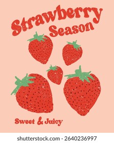 Strawberry fruit Print, Vector Illustration of fruit. Starwberry Slogan