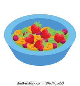Strawberry fruit salad icon. Isometric of Strawberry fruit salad vector icon for web design isolated on white background