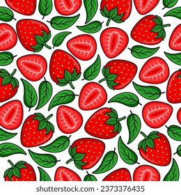 Strawberry fruit seamless pattern background illustration for label product, shop logo, stamp, banner, and more