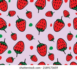 strawberry fruit seamless pattern design