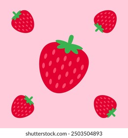 Fruta de fresa sin fisuras para la tela del patrón, repetición linda simple de la fruta de fresa en fondo cuadrado, Fondo de pantalla del patrón de la fruta de la ilustración