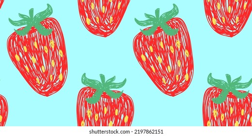 Patrón de fresa sin soldadura. Ilustración del boceto de alimentos. Fondo natural