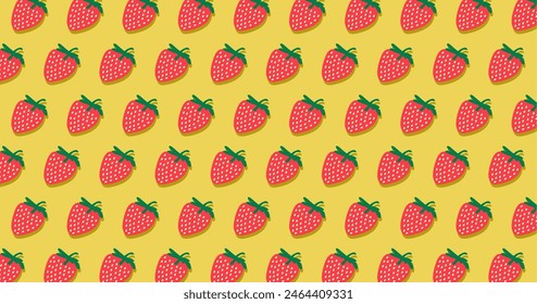 Strawberry fruit seamless pattern. summer illustration in flat style.