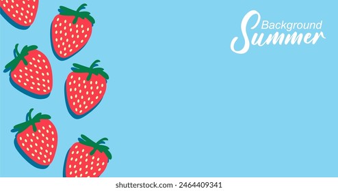 Strawberry fruit seamless pattern. summer illustration in flat style.