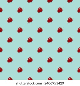 Strawberry fruit seamless pattern. Vegan organic eco fruit background. vector illustration.