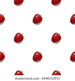 Strawberry fruit seamless pattern. Vegan organic eco fruit background. vector illustration.