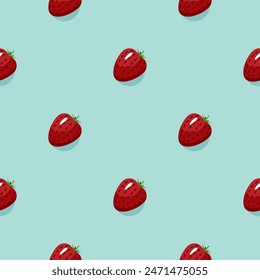 Strawberry fruit seamless pattern. Vegan organic eco fruit background. vector illustration.