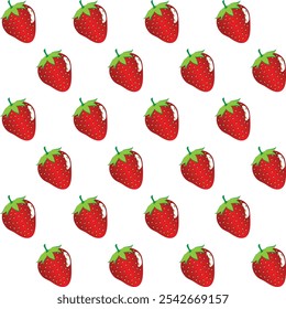 strawberry fruit seamless pattern white background retro style illustrator