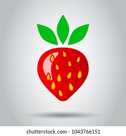 Strawberry fruit sign vector icon. Ripe berry illustration. Business concept simple flat pictogram.