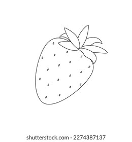 Erdbeerfrucht einfache Doodle-UmrisskVektorgrafik, handgezeichnetes Design für saisonale Sommerdekoration, Karte, Einladung, Plakat, frische gesunde Ernährung Konzept