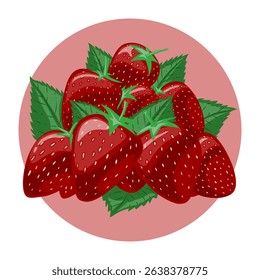 Strawberry Fruit Stack – Flat Vector Design, Fresh Strawberry Pile Vector Illustration