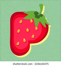 Strawberry fruit style alphabet text, letter P