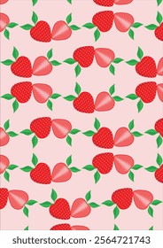 Strawberry Fruit Texture Background Wrapping Pattern Vector