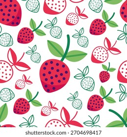 Patrón sin fisuras temático de fruta de fresa