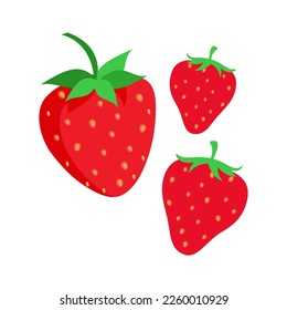 Strawberry fruit vector. Cartoon bright natural strawberrys isolated on white. Vector illustration of fresh farm organic berry used for magazine, book, poster, menu cover, web pages.