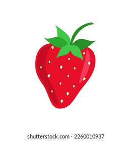 Strawberry fruit vector. Cartoon bright natural strawberrys isolated on white. Vector illustration of fresh farm organic berry used for magazine, book, poster, menu cover, web pages.