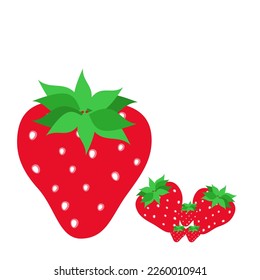 Strawberry fruit vector. Cartoon bright natural strawberrys isolated on white. Vector illustration of fresh farm organic berry used for magazine, book, poster, menu cover, web pages.