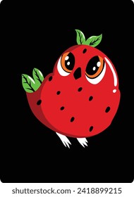 strawberry fruit vector design like cute bird