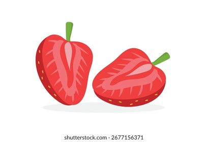 Ilustração plana do vetor de frutas de morango