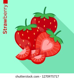 Strawberry Fruit Vector Flat Style