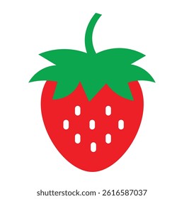 strawberry fruit vector, icon or logo, the design is very simple, it has a very bright red color and some other objects in it, the design looks very easy, you can download our vector as you wish