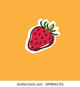 Strawberry fruit vector illustration in an abstract and minimalist style suitable for icon logos and even for images on t-shirts