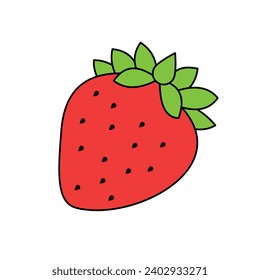 Strawberry fruit vector illustration, flat 2D vector icon