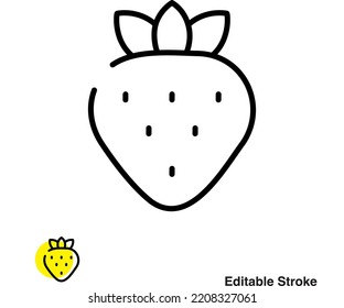 Icono De Línea De Vector De Frutos De Fresa Eps